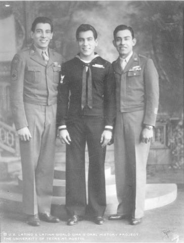 Portrait of Rudy with brothers Joe and Bill Acosta.
