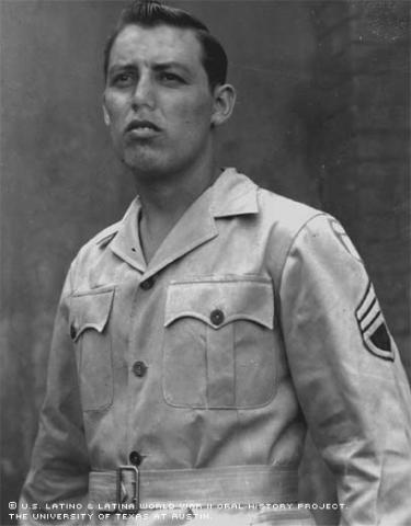 Mike Aguirre, California, 1943 dressed in Army uniform.