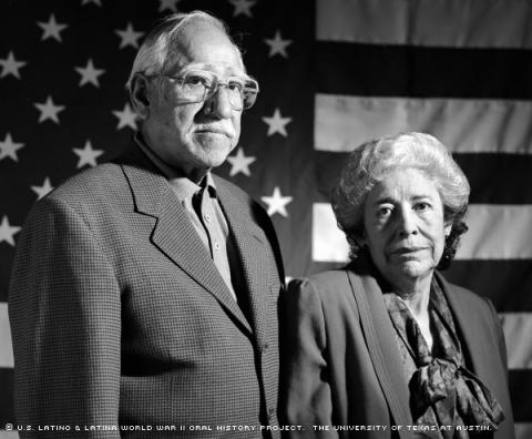 Pete and Theresa Casarez in an April 2001 portrait. The couple has been married for 53 years. (Photo by Alan K. Davis)