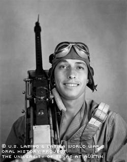 Ladislao\L. C.\"Castro during gunnery training in the United States in 1943. Months later, he would be flying combat missions in a B-24 over Germany."