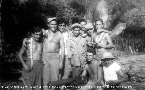 Andrew Esparza and friends on the Island of Cebu in the Southern Philippines, Feb.1945.