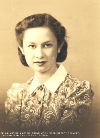 Rafaela Esquivel, studio photograph. Esquivel served as a nurse in the ARMY Nurse Corps with the 242nd General Hospital in Sissone, France during World War II.