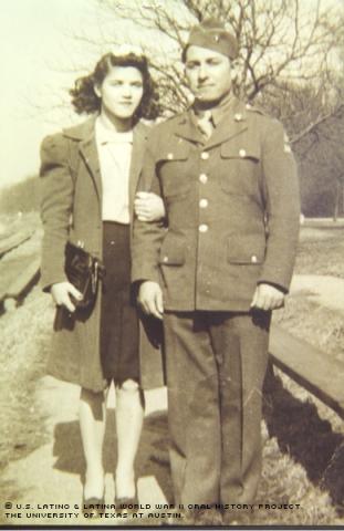 Johnnie W. Flores and Josephine Adams, Philadelphia, Pa. 1943. Johnnie was killed in action in Germany on Dec. 12, 1944.