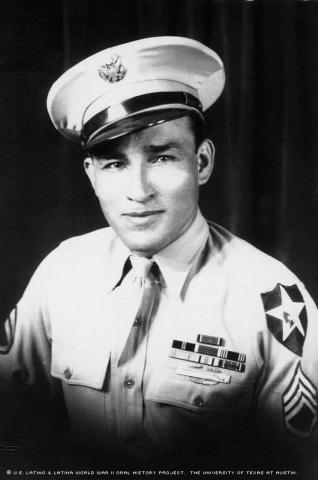 Julian Gonzales as a Sergeant in WWII in 1945. Photo taken in San Antonio, TX.
