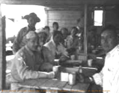 Julius Joesph (left closest to camera)and his unit at Camp Bullas in San Antonio, TX in 1941.