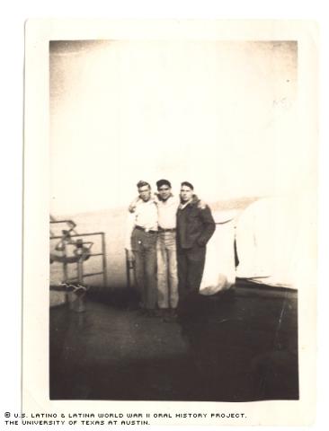 Alvino Mendoza (center), with Tim Toner (left), and Bill Ivory (right) in Okinawa, Japan.