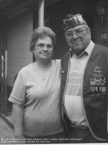 Abel and Naomi Ortega (wife) outside their home in San Antonio, Texas. March, 2001.