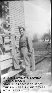 Fracisco Resendez poses for the camera in Richmond, Va. in 1943. Frank served in the Philippines during World War II in kitchen patrol.