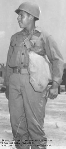 Antonio Reyna in South Carolina during maneuvers, 1943.
