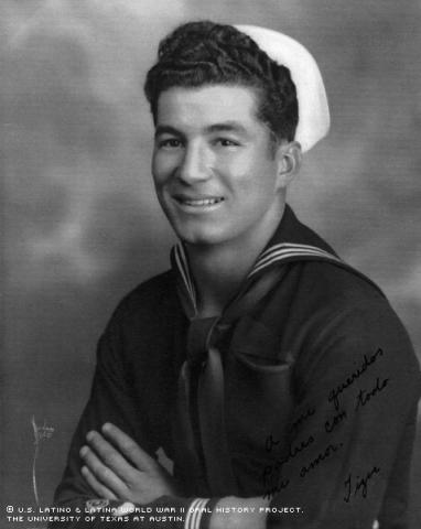 Tizoc Romero in the Navy in 1943, in San Diego. The name\Tizoc\"was of an  Aztec emperor before Montezuma."