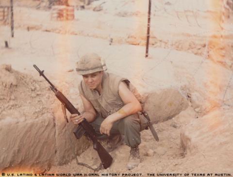 Robert Alonzo Rivera photographed in Con Thien, Vietnam,1968.