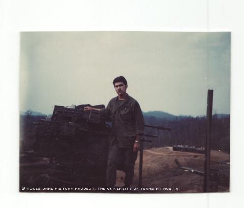 Raymond Garcia at the Vietnam fire base Bastonge Ashaw Valley about February of 1970.
