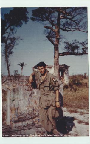 Ben Saenz in 1969 at Hue Cemetery,\...Waiting for darkness to kill the enemy.\""