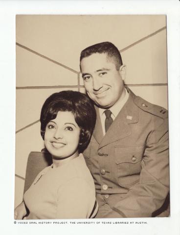Captain and Mrs. John Aleman, 1967 in the PI 1967. This was a Christmas photo.\I missed the arrival in the USA of the Beatles.\""