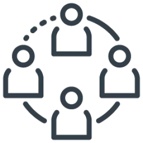 People linked by a circle.