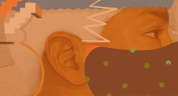 Voce of a Pandemic image of face wearing a mask Design Image of a person in a mask