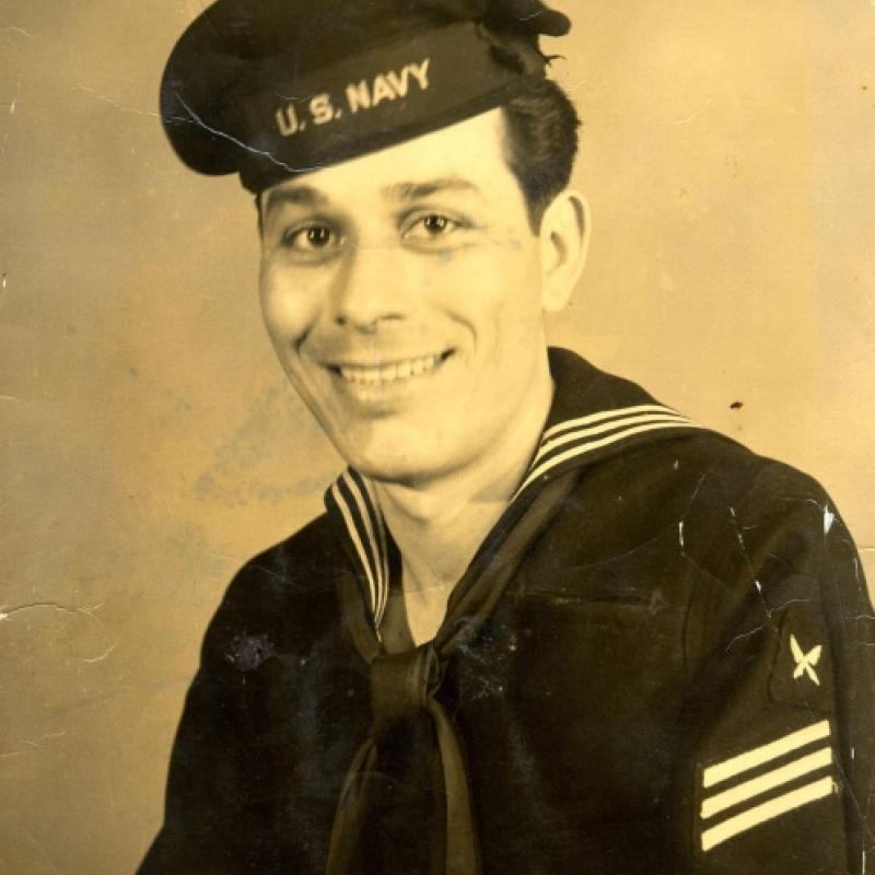 Joe Alcoser as a young sailor, around 1946. Mr. Alcoser's Naval Reserve Active Duty unit was recalled during the Korean War.