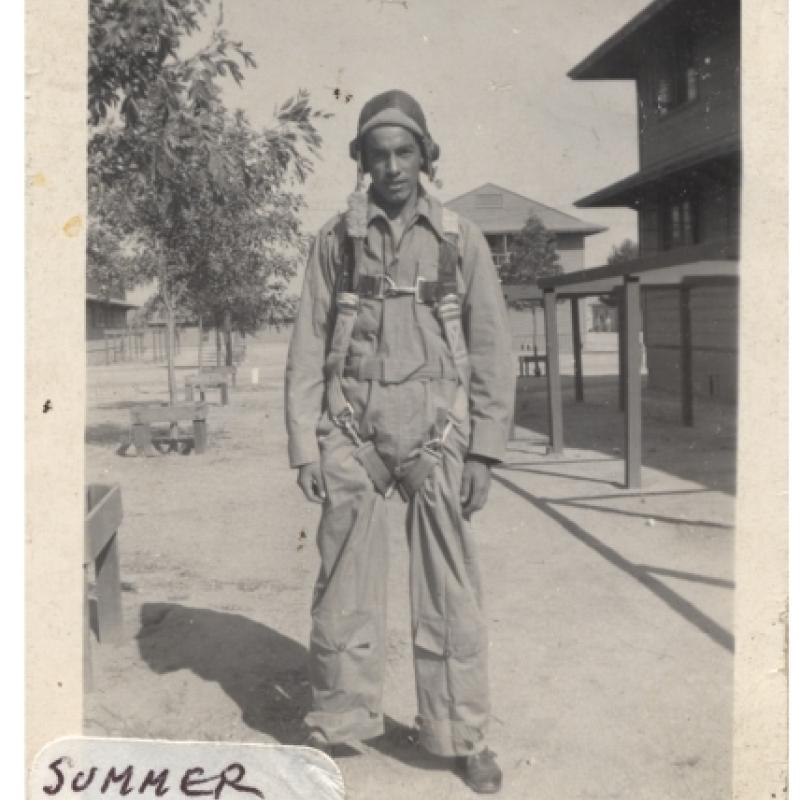 Joseph Autobee in Summer flying suit.