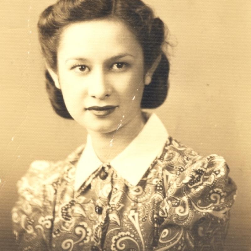 Rafaela Esquivel, studio photograph. Esquivel served as a nurse in the ARMY Nurse Corps with the 242nd General Hospital in Sissone, France during World War II.