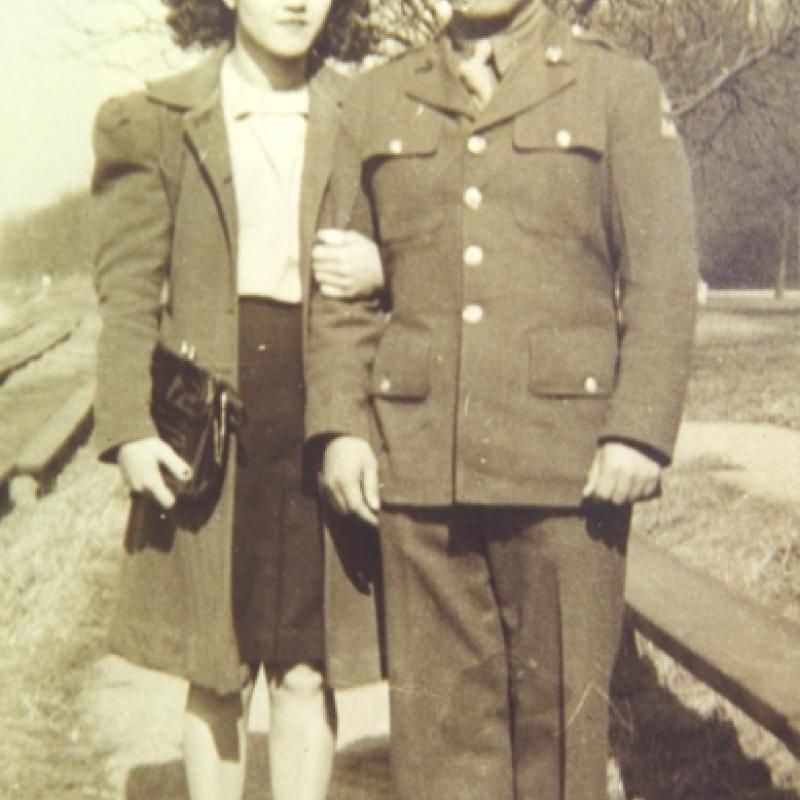 Johnnie W. Flores and Josephine Adams, Philadelphia, Pa. 1943. Johnnie was killed in action in Germany on Dec. 12, 1944.