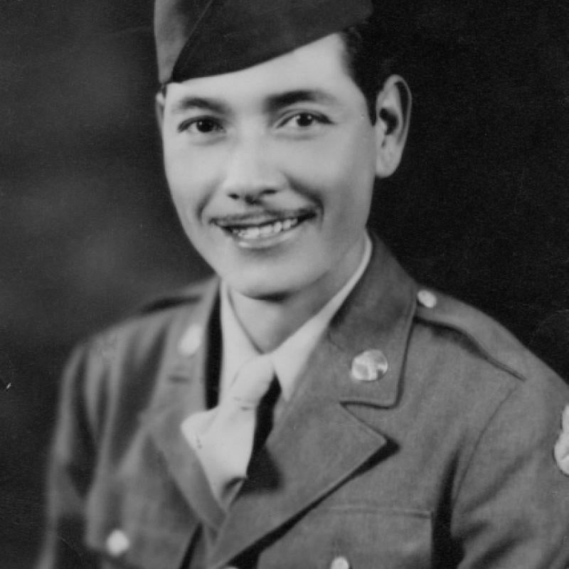 Ramon Rivas poses for this picture in Oklahoma in 1945. Rivas served in Alaska and faced combat against Japanese aircraft in WWII.